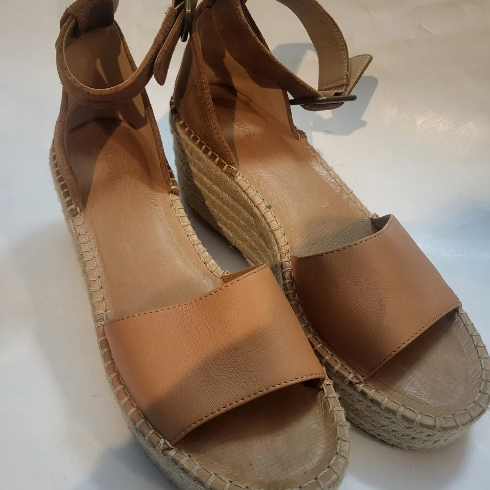 Soludos women's tan espadrille wedge sandals Positano size 9